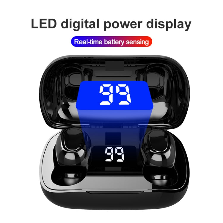 L21 Pro IPX7 Waterproof Wireless Bluetooth Earphone with Charging Box & Digital Display, Support Siri & Call