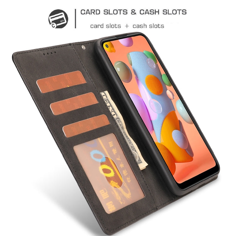 For Samsung Galaxy A11 Fantasy Classic Skin-feel Calfskin Texture Magnetic Buckle Horizontal Flip PU Leather Case with Holder & Card Slot & Wallet
