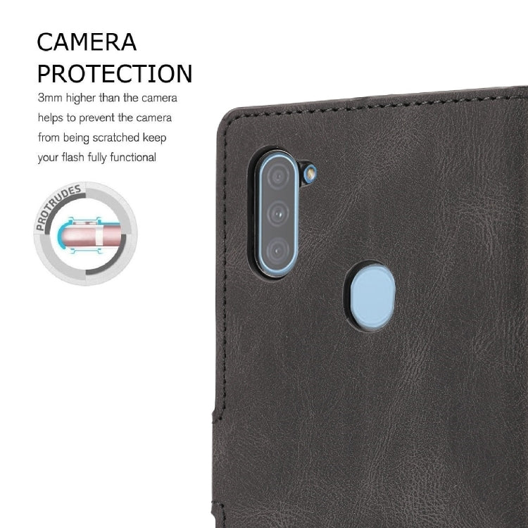 For Samsung Galaxy A11 Fantasy Classic Skin-feel Calfskin Texture Magnetic Buckle Horizontal Flip PU Leather Case with Holder & Card Slot & Wallet