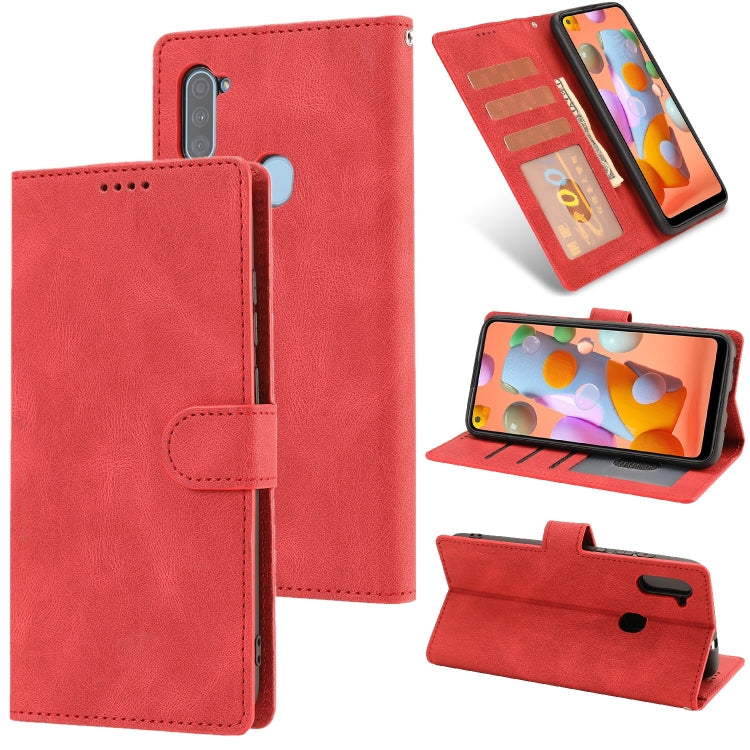 For Samsung Galaxy A11 Fantasy Classic Skin-feel Calfskin Texture Magnetic Buckle Horizontal Flip PU Leather Case with Holder & Card Slot & Wallet