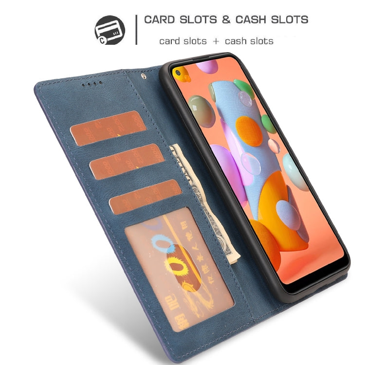 For Samsung Galaxy A11 Fantasy Classic Skin-feel Calfskin Texture Magnetic Buckle Horizontal Flip PU Leather Case with Holder & Card Slot & Wallet