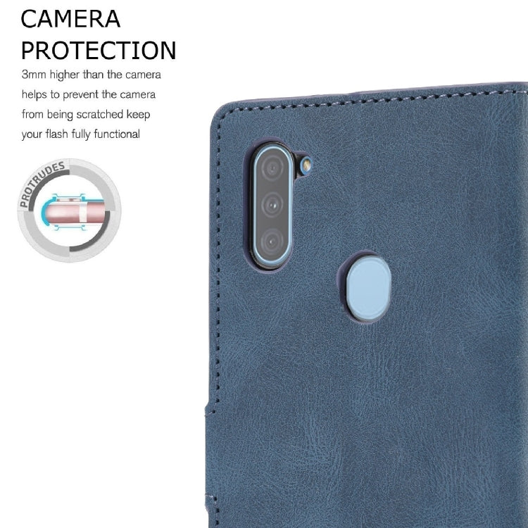 For Samsung Galaxy A11 Fantasy Classic Skin-feel Calfskin Texture Magnetic Buckle Horizontal Flip PU Leather Case with Holder & Card Slot & Wallet