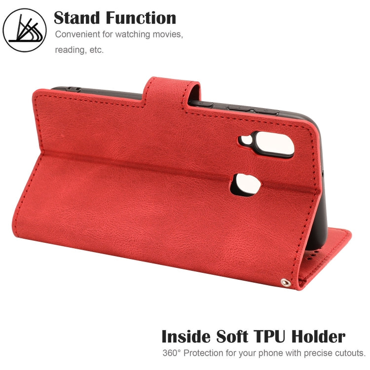 For Samsung Galaxy A20e Fantasy Classic Skin-feel Calfskin Texture Magnetic Buckle Horizontal Flip PU Leather Case with Holder & Card Slot & Wallet