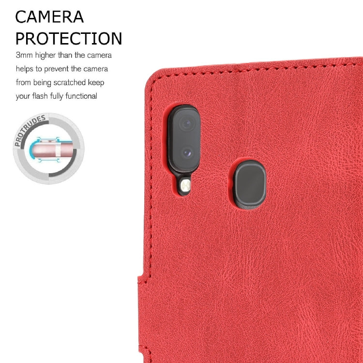 For Samsung Galaxy A20e Fantasy Classic Skin-feel Calfskin Texture Magnetic Buckle Horizontal Flip PU Leather Case with Holder & Card Slot & Wallet