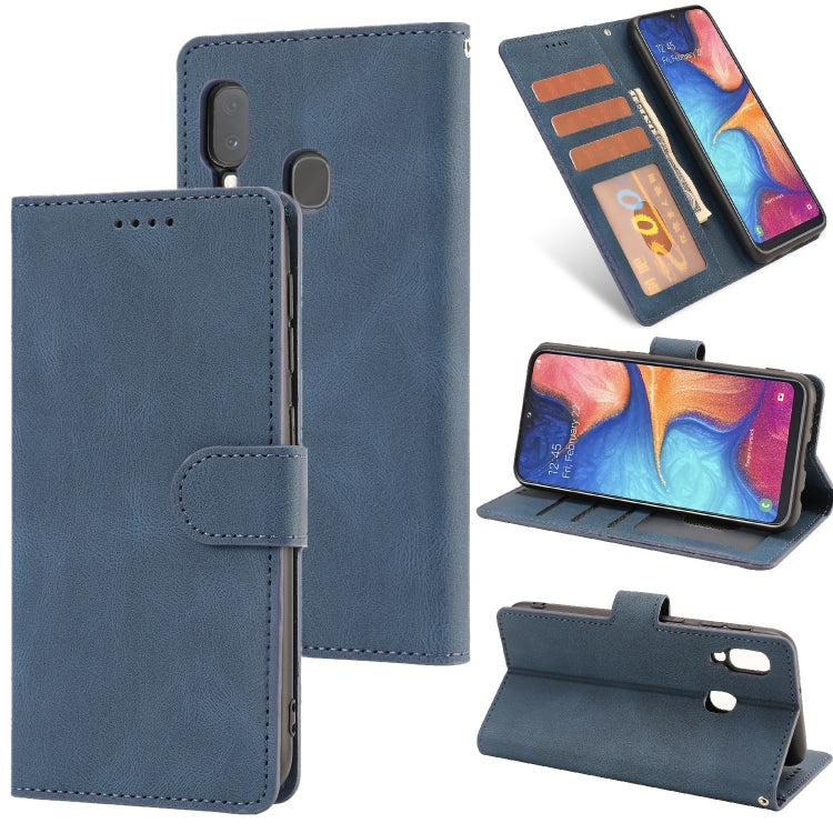 For Samsung Galaxy A20e Fantasy Classic Skin-feel Calfskin Texture Magnetic Buckle Horizontal Flip PU Leather Case with Holder & Card Slot & Wallet
