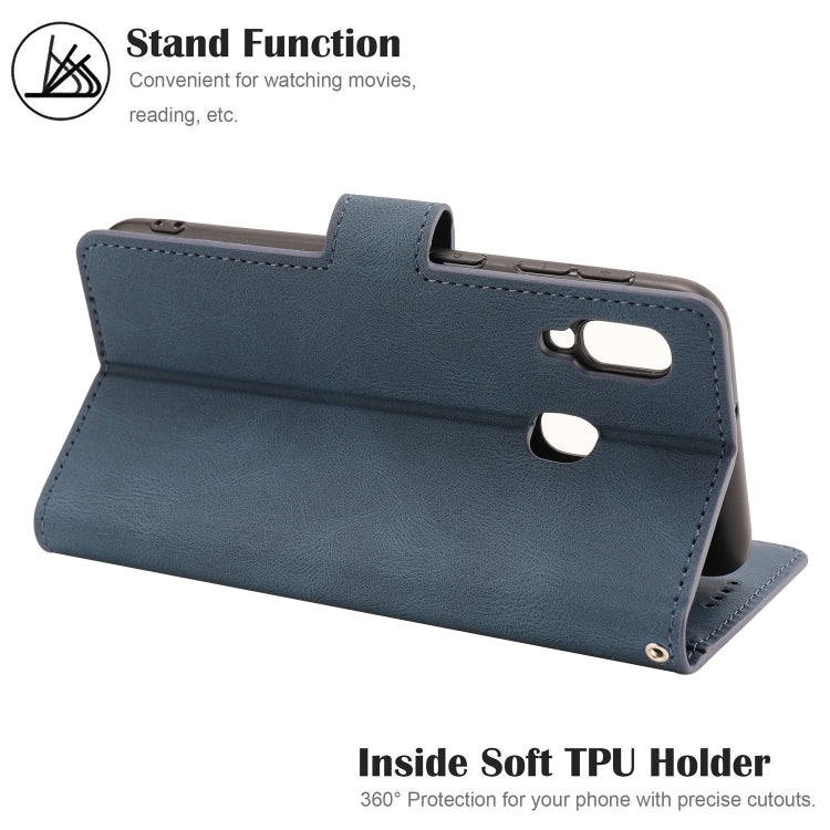 For Samsung Galaxy A20e Fantasy Classic Skin-feel Calfskin Texture Magnetic Buckle Horizontal Flip PU Leather Case with Holder & Card Slot & Wallet