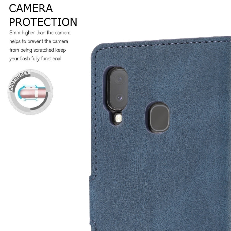 For Samsung Galaxy A20e Fantasy Classic Skin-feel Calfskin Texture Magnetic Buckle Horizontal Flip PU Leather Case with Holder & Card Slot & Wallet