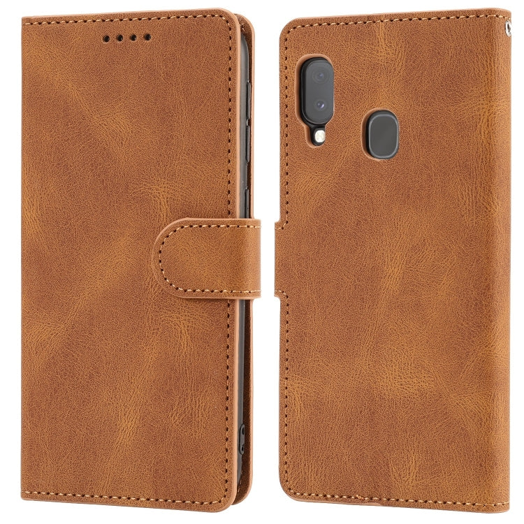 For Samsung Galaxy A20e Fantasy Classic Skin-feel Calfskin Texture Magnetic Buckle Horizontal Flip PU Leather Case with Holder & Card Slot & Wallet