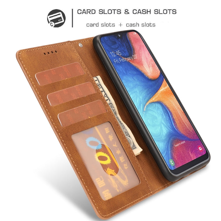 For Samsung Galaxy A20e Fantasy Classic Skin-feel Calfskin Texture Magnetic Buckle Horizontal Flip PU Leather Case with Holder & Card Slot & Wallet