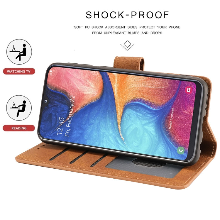For Samsung Galaxy A20e Fantasy Classic Skin-feel Calfskin Texture Magnetic Buckle Horizontal Flip PU Leather Case with Holder & Card Slot & Wallet