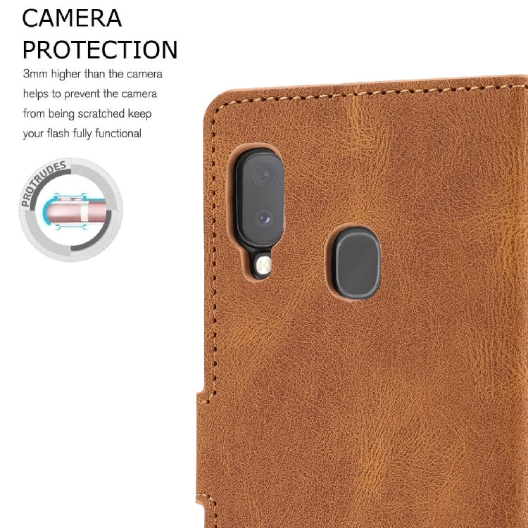 For Samsung Galaxy A20e Fantasy Classic Skin-feel Calfskin Texture Magnetic Buckle Horizontal Flip PU Leather Case with Holder & Card Slot & Wallet