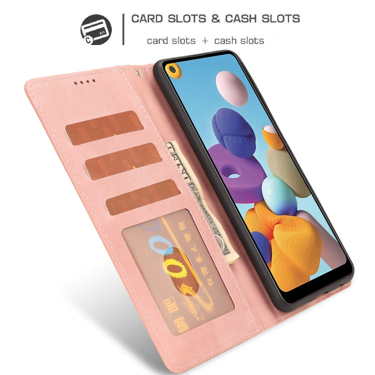 For Samsung Galaxy A21 Fantasy Classic Skin-feel Calfskin Texture Magnetic Buckle Horizontal Flip PU Leather Case with Holder & Card Slot & Wallet