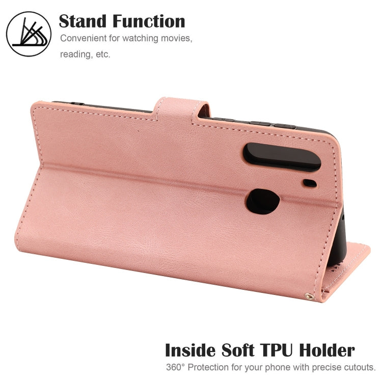 For Samsung Galaxy A21 Fantasy Classic Skin-feel Calfskin Texture Magnetic Buckle Horizontal Flip PU Leather Case with Holder & Card Slot & Wallet