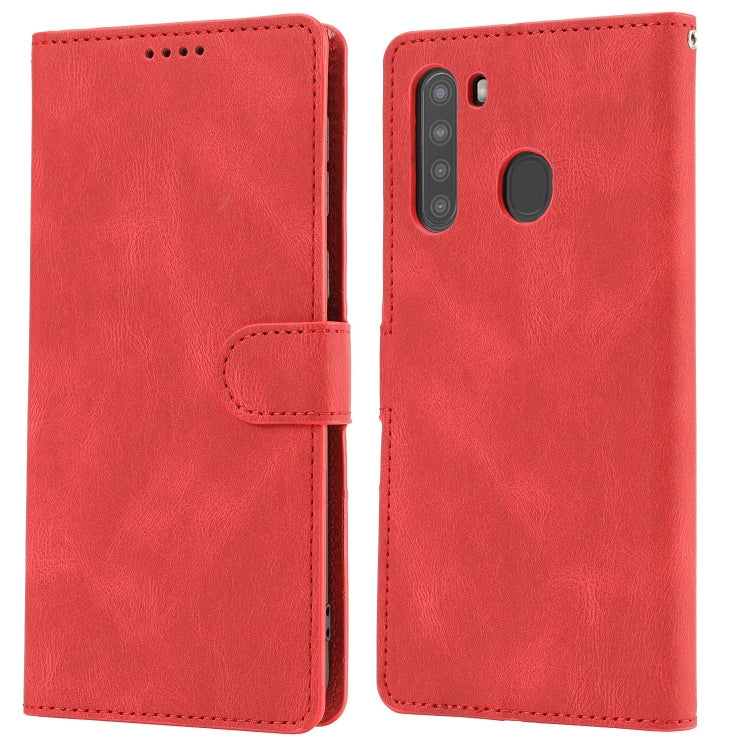 For Samsung Galaxy A21 Fantasy Classic Skin-feel Calfskin Texture Magnetic Buckle Horizontal Flip PU Leather Case with Holder & Card Slot & Wallet