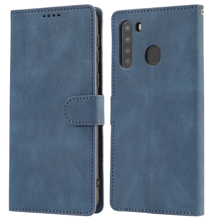For Samsung Galaxy A21 Fantasy Classic Skin-feel Calfskin Texture Magnetic Buckle Horizontal Flip PU Leather Case with Holder & Card Slot & Wallet