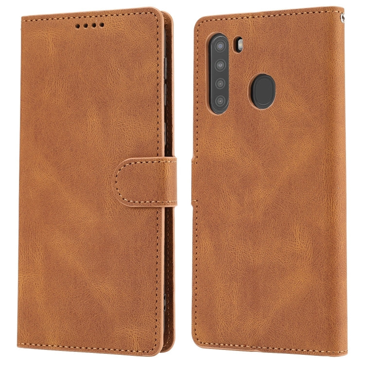 For Samsung Galaxy A21 Fantasy Classic Skin-feel Calfskin Texture Magnetic Buckle Horizontal Flip PU Leather Case with Holder & Card Slot & Wallet