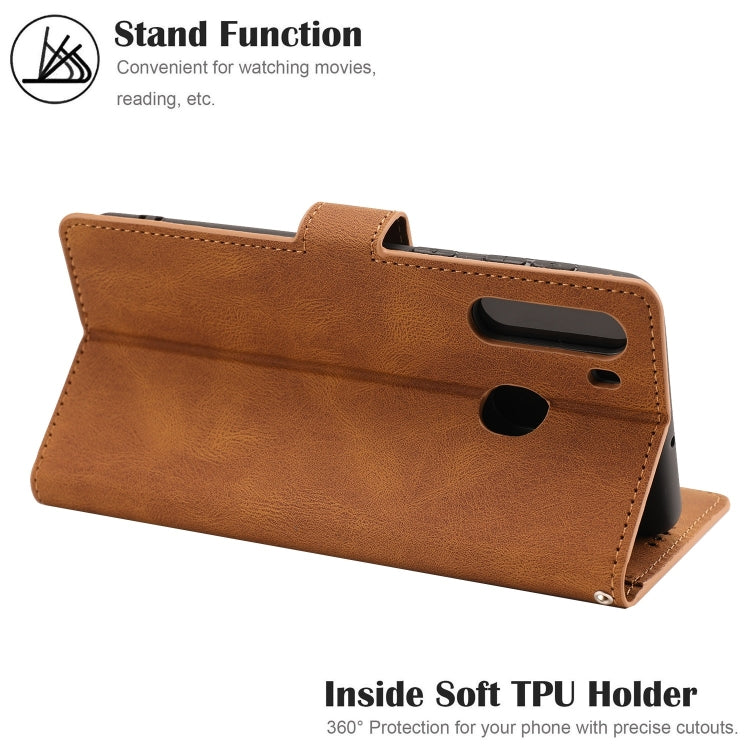 For Samsung Galaxy A21 Fantasy Classic Skin-feel Calfskin Texture Magnetic Buckle Horizontal Flip PU Leather Case with Holder & Card Slot & Wallet