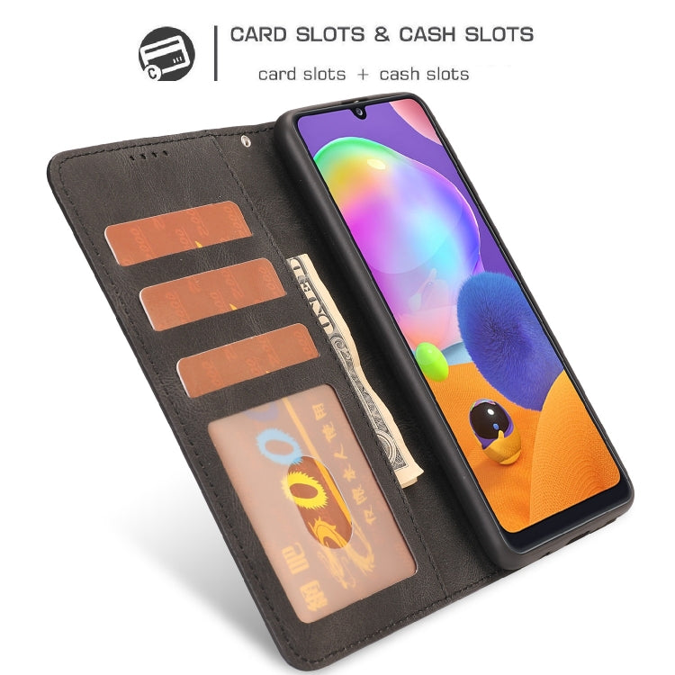 For Samsung Galaxy A31 Fantasy Classic Skin-feel Calfskin Texture Magnetic Buckle Horizontal Flip PU Leather Case with Holder & Card Slot & Wallet