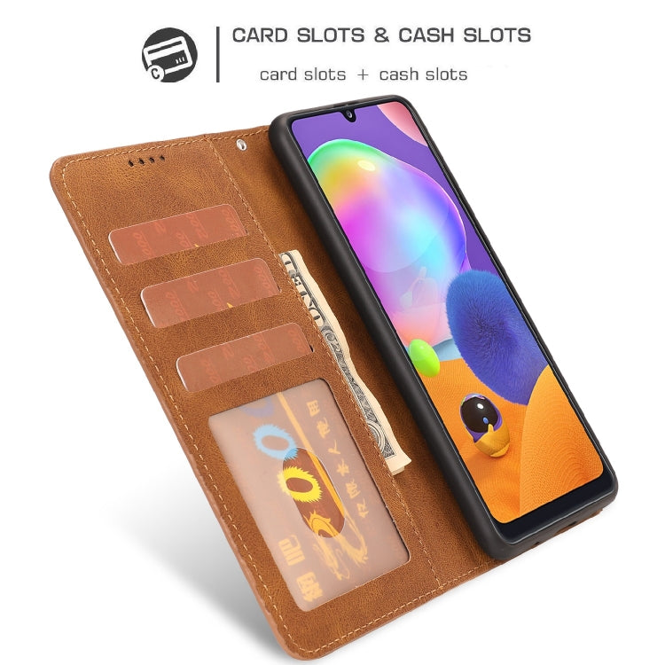 For Samsung Galaxy A31 Fantasy Classic Skin-feel Calfskin Texture Magnetic Buckle Horizontal Flip PU Leather Case with Holder & Card Slot & Wallet