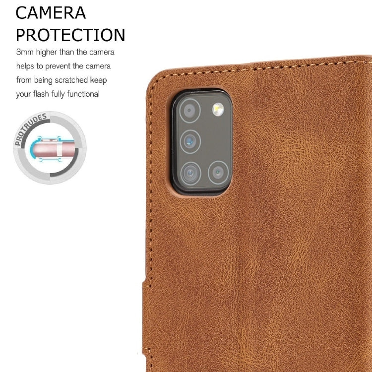 For Samsung Galaxy A31 Fantasy Classic Skin-feel Calfskin Texture Magnetic Buckle Horizontal Flip PU Leather Case with Holder & Card Slot & Wallet