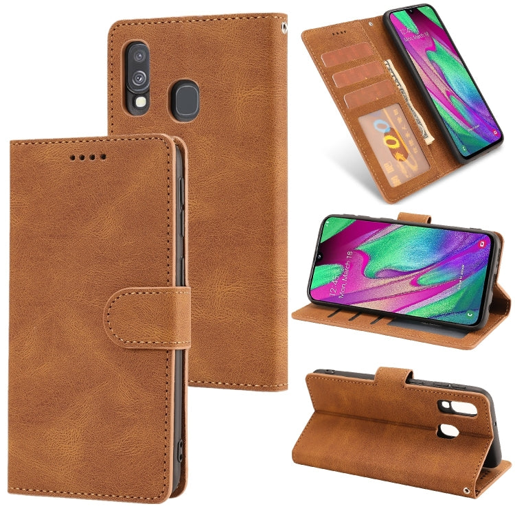 For Samsung Galaxy A40 Fantasy Classic Skin-feel Calfskin Texture Magnetic Buckle Horizontal Flip PU Leather Case with Holder & Card Slot & Wallet