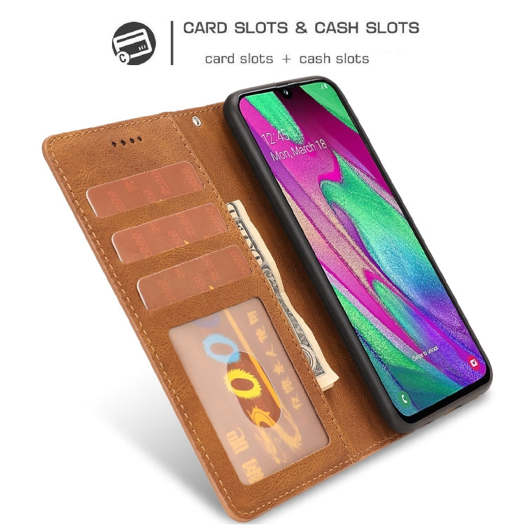 For Samsung Galaxy A40 Fantasy Classic Skin-feel Calfskin Texture Magnetic Buckle Horizontal Flip PU Leather Case with Holder & Card Slot & Wallet