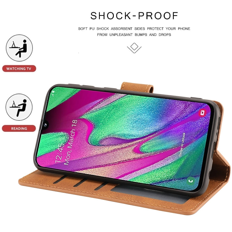 For Samsung Galaxy A40 Fantasy Classic Skin-feel Calfskin Texture Magnetic Buckle Horizontal Flip PU Leather Case with Holder & Card Slot & Wallet