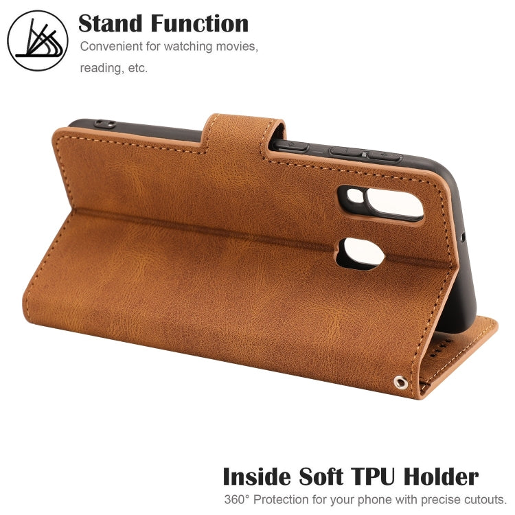 For Samsung Galaxy A40 Fantasy Classic Skin-feel Calfskin Texture Magnetic Buckle Horizontal Flip PU Leather Case with Holder & Card Slot & Wallet