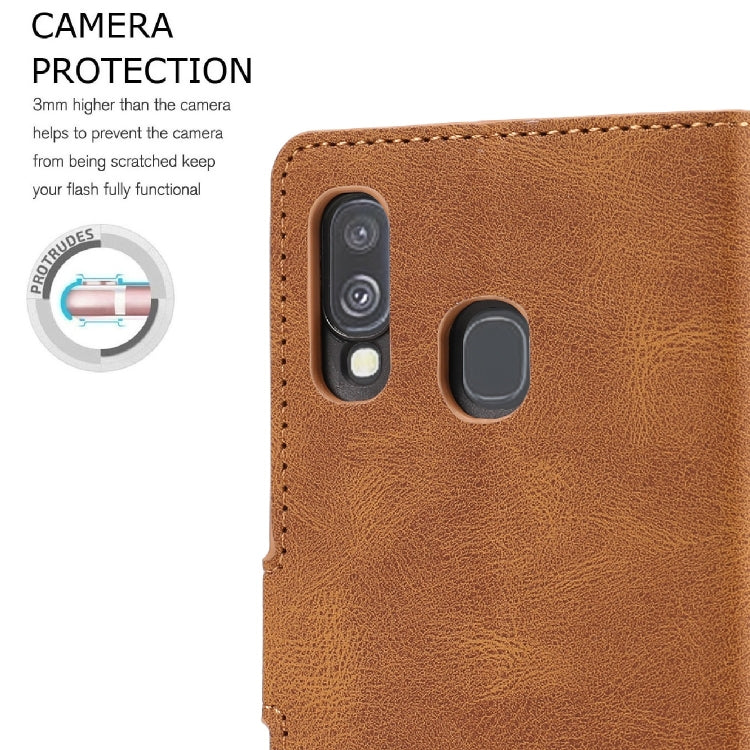 For Samsung Galaxy A40 Fantasy Classic Skin-feel Calfskin Texture Magnetic Buckle Horizontal Flip PU Leather Case with Holder & Card Slot & Wallet