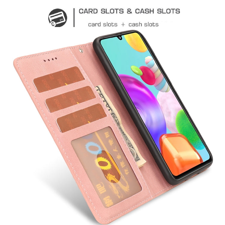 For Samsung Galaxy A41 Fantasy Classic Skin-feel Calfskin Texture Magnetic Buckle Horizontal Flip PU Leather Case with Holder & Card Slot & Wallet