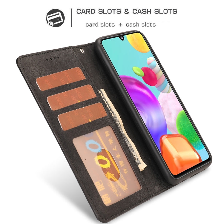 For Samsung Galaxy A41 Fantasy Classic Skin-feel Calfskin Texture Magnetic Buckle Horizontal Flip PU Leather Case with Holder & Card Slot & Wallet