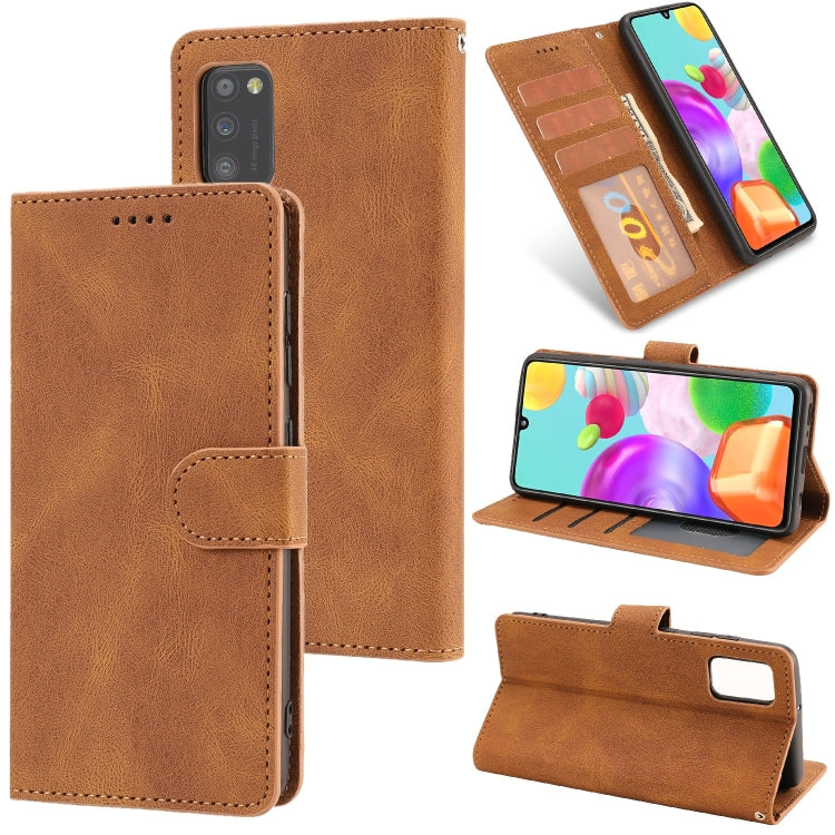 For Samsung Galaxy A41 Fantasy Classic Skin-feel Calfskin Texture Magnetic Buckle Horizontal Flip PU Leather Case with Holder & Card Slot & Wallet