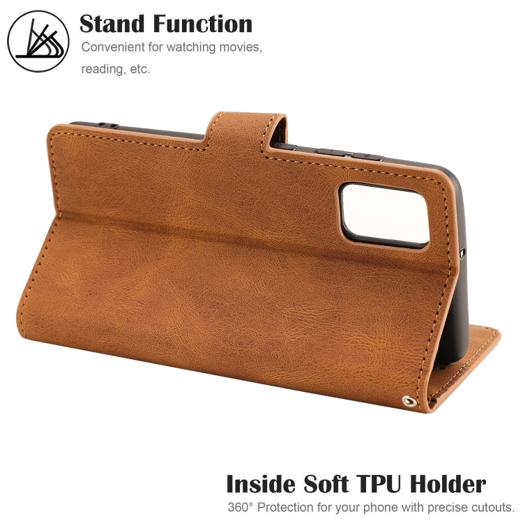 For Samsung Galaxy A41 Fantasy Classic Skin-feel Calfskin Texture Magnetic Buckle Horizontal Flip PU Leather Case with Holder & Card Slot & Wallet