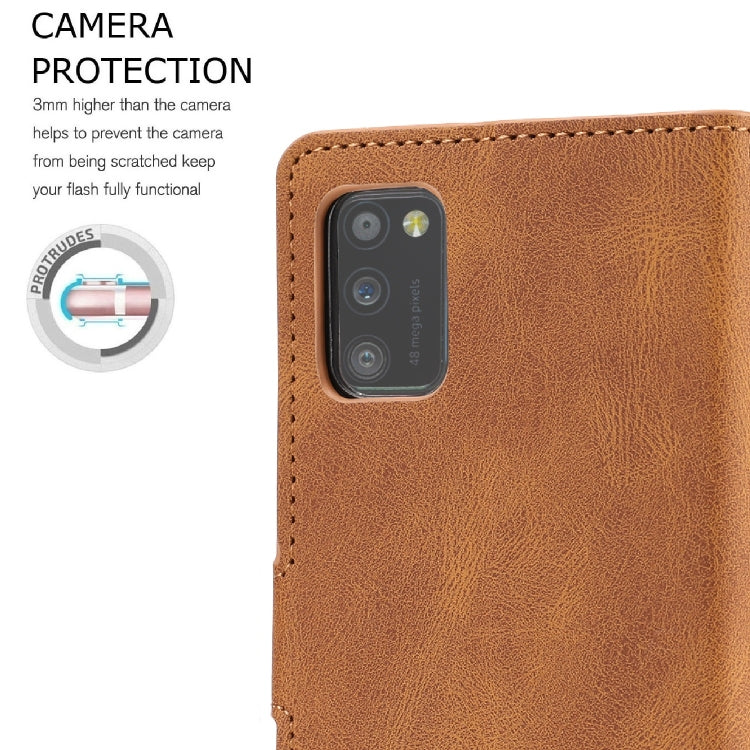For Samsung Galaxy A41 Fantasy Classic Skin-feel Calfskin Texture Magnetic Buckle Horizontal Flip PU Leather Case with Holder & Card Slot & Wallet
