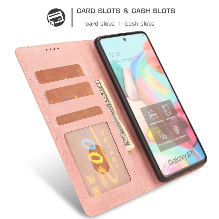For Samsung Galaxy A71 (4G) Fantasy Classic Skin-feel Calfskin Texture Magnetic Buckle Horizontal Flip PU Leather Case with Holder & Card Slot & Wallet