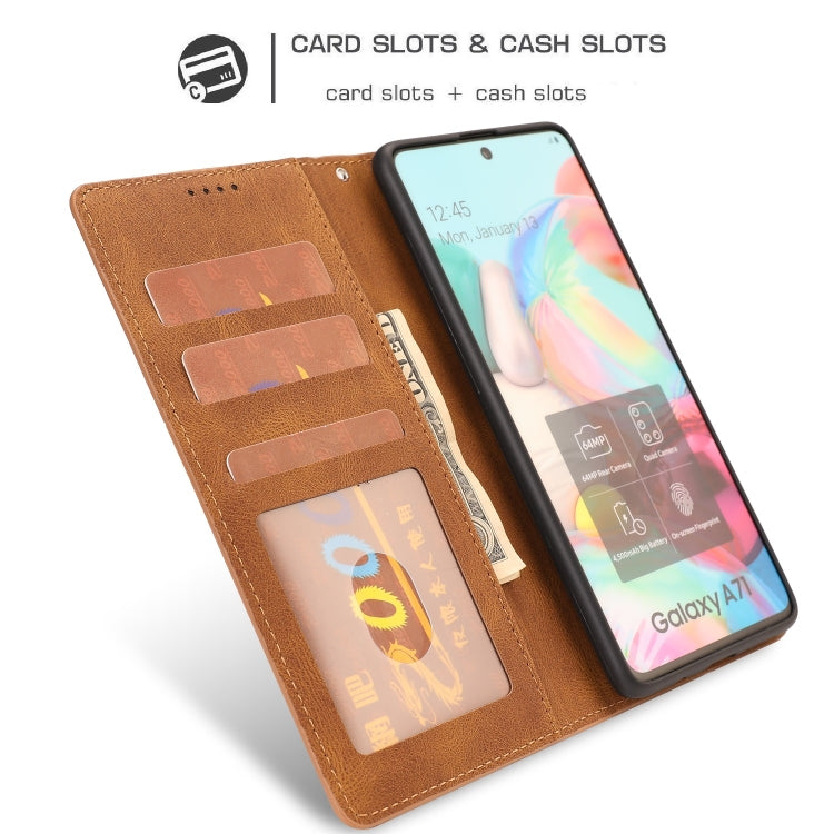 For Samsung Galaxy A71 (4G) Fantasy Classic Skin-feel Calfskin Texture Magnetic Buckle Horizontal Flip PU Leather Case with Holder & Card Slot & Wallet