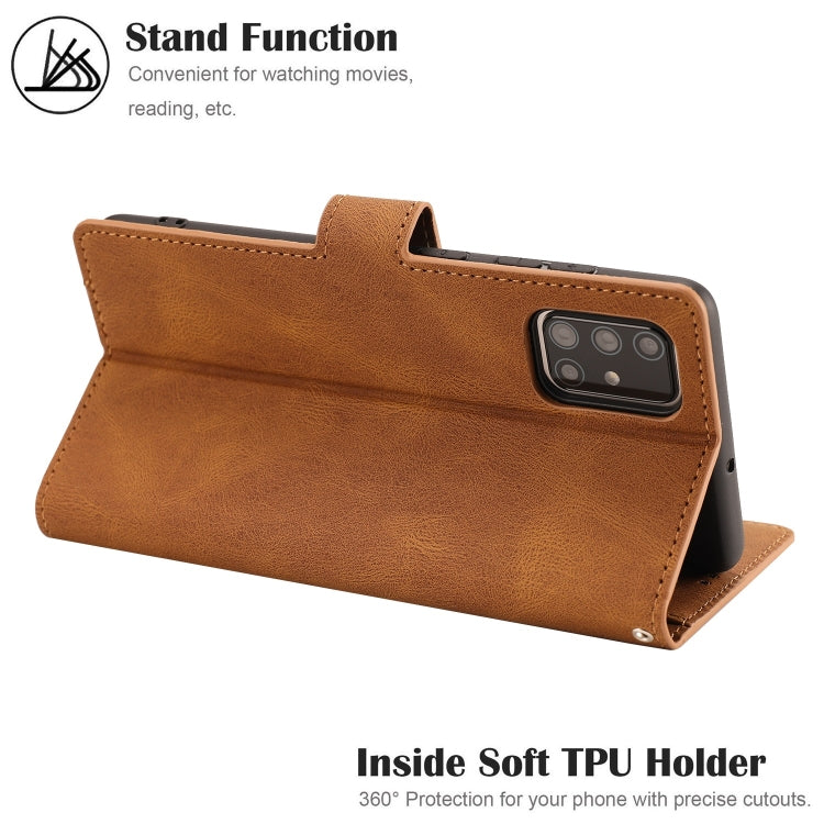 For Samsung Galaxy A71 (4G) Fantasy Classic Skin-feel Calfskin Texture Magnetic Buckle Horizontal Flip PU Leather Case with Holder & Card Slot & Wallet