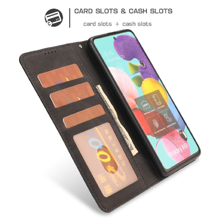 For Samsung Galaxy A51 Fantasy Classic Skin-feel Calfskin Texture Magnetic Buckle Horizontal Flip PU Leather Case with Holder & Card Slot & Wallet