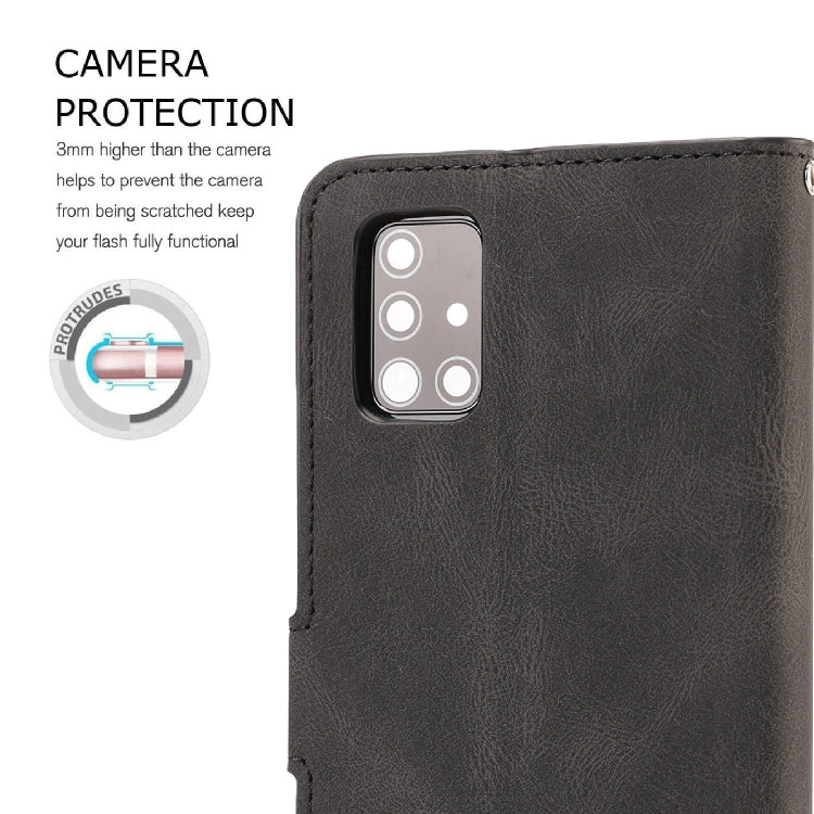 For Samsung Galaxy A51 Fantasy Classic Skin-feel Calfskin Texture Magnetic Buckle Horizontal Flip PU Leather Case with Holder & Card Slot & Wallet