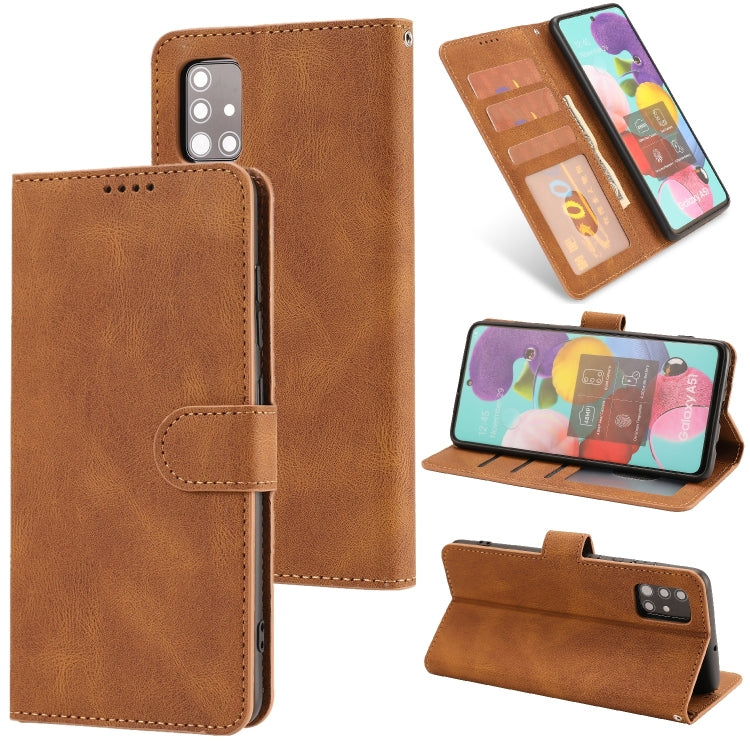 For Samsung Galaxy A51 Fantasy Classic Skin-feel Calfskin Texture Magnetic Buckle Horizontal Flip PU Leather Case with Holder & Card Slot & Wallet