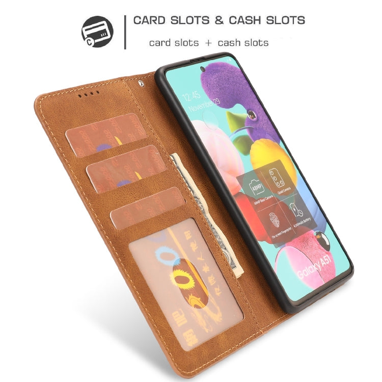 For Samsung Galaxy A51 Fantasy Classic Skin-feel Calfskin Texture Magnetic Buckle Horizontal Flip PU Leather Case with Holder & Card Slot & Wallet