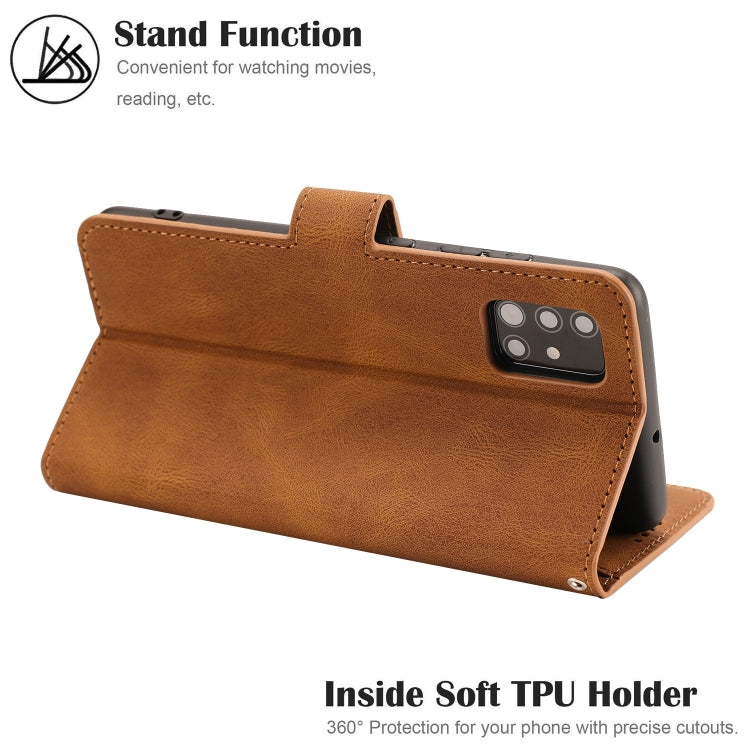 For Samsung Galaxy A51 Fantasy Classic Skin-feel Calfskin Texture Magnetic Buckle Horizontal Flip PU Leather Case with Holder & Card Slot & Wallet