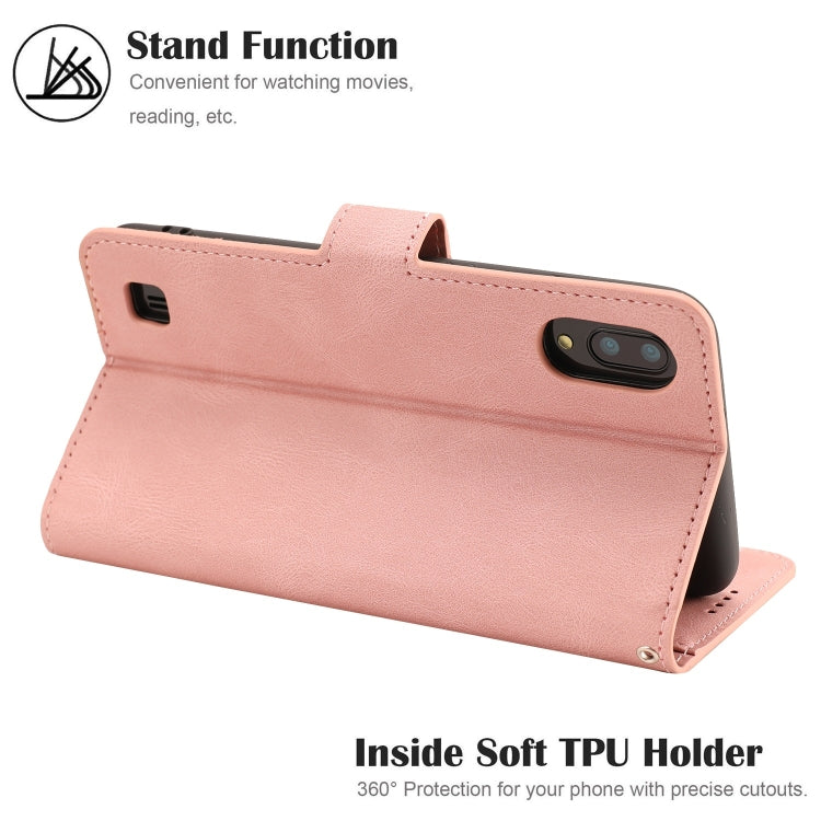 For Samsung Galaxy M10 Fantasy Classic Skin-feel Calfskin Texture Magnetic Buckle Horizontal Flip PU Leather Case with Holder & Card Slot & Wallet