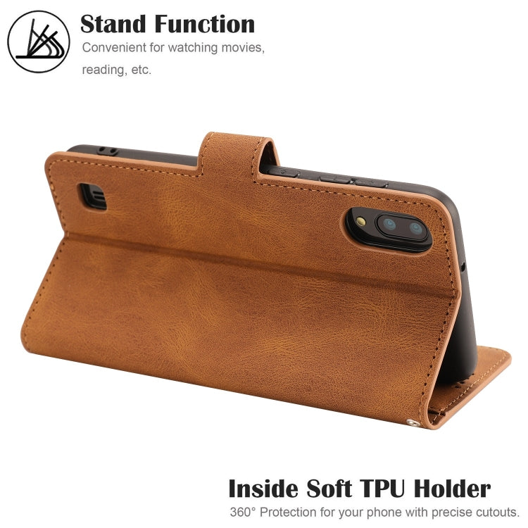 For Samsung Galaxy M10 Fantasy Classic Skin-feel Calfskin Texture Magnetic Buckle Horizontal Flip PU Leather Case with Holder & Card Slot & Wallet