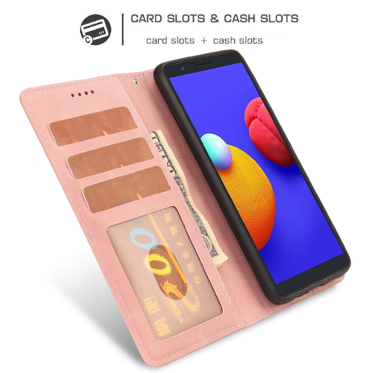 For Samsung Galaxy A01 Core Fantasy Classic Skin-feel Calfskin Texture Magnetic Buckle Horizontal Flip PU Leather Case with Holder & Card Slot & Wallet