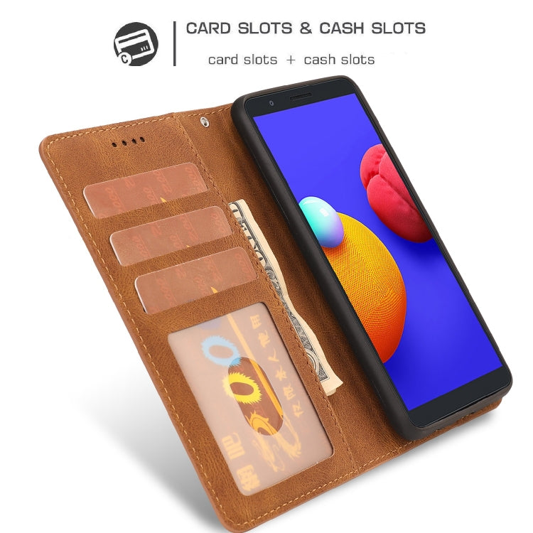 For Samsung Galaxy A01 Core Fantasy Classic Skin-feel Calfskin Texture Magnetic Buckle Horizontal Flip PU Leather Case with Holder & Card Slot & Wallet