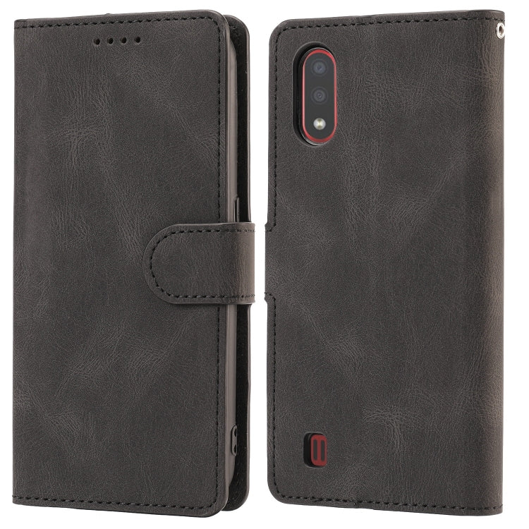 For Samsung Galaxy A01 (EU Version) Fantasy Classic Skin-feel Calfskin Texture Magnetic Buckle Horizontal Flip PU Leather Case with Holder & Card Slot & Wallet
