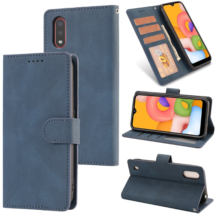 For Samsung Galaxy A01 (EU Version) Fantasy Classic Skin-feel Calfskin Texture Magnetic Buckle Horizontal Flip PU Leather Case with Holder & Card Slot & Wallet