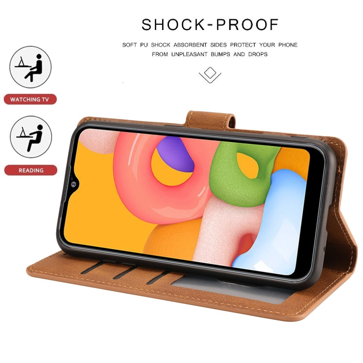 For Samsung Galaxy A01 (EU Version) Fantasy Classic Skin-feel Calfskin Texture Magnetic Buckle Horizontal Flip PU Leather Case with Holder & Card Slot & Wallet