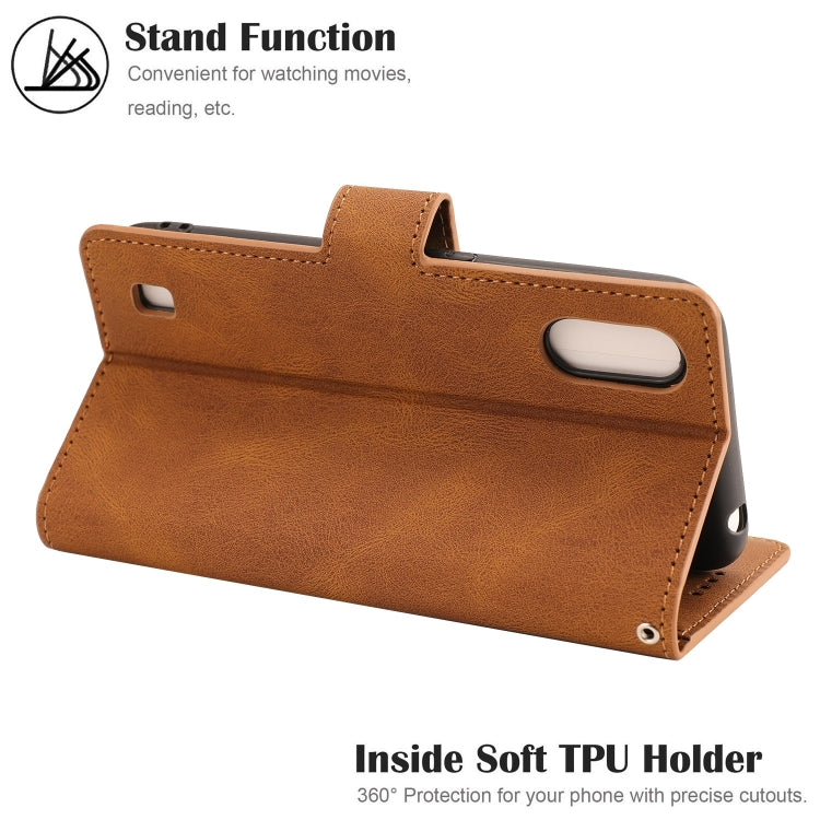 For Samsung Galaxy A01 (EU Version) Fantasy Classic Skin-feel Calfskin Texture Magnetic Buckle Horizontal Flip PU Leather Case with Holder & Card Slot & Wallet